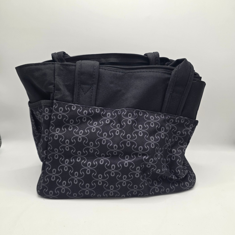 The First Years Diaper Bag Tote Unisex Black‎ Grey Swirl Canvas Travel Organizer